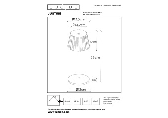 Настольная лампа Lucide JUSTINE 27889/02/33 2Вт LED