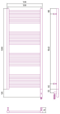 Полотенцесушитель СУНЕРЖА Модус 3.0 051-5701-1250 состаренная латунь