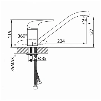 Смеситель для кухни MILARDO Baffin BA56002C MI поворотный излив хром глянец