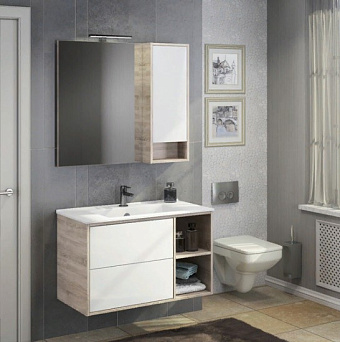 Шкаф зеркальный Comforty Гамбург 00004142227CF 15х90х80см