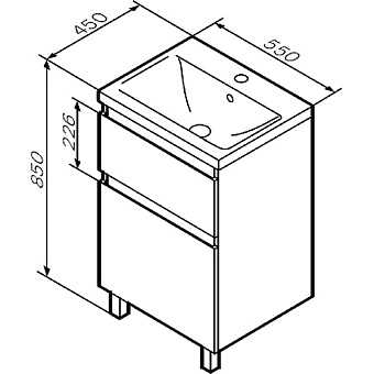 Тумба под раковину напольная AM-PM X-Joy M85AFSX0552WG 44,5х52,5х81см