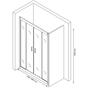 Душевая дверь BERGES PORTA 63103 190х180см стекло прозрачное