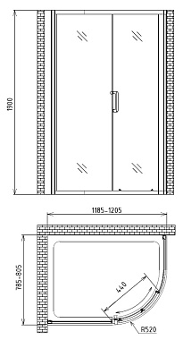 Угловое ограждение Gemy Victoria S30181 190х80см стекло прозрачное