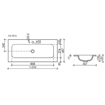 Раковина накладная Ceramica Nova ELEMENT CN7013 101х45,7см