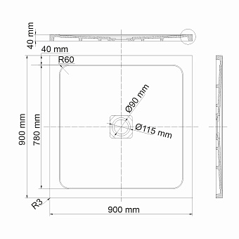 Душевой поддон WASSERKRAFT Dinkel 58T03 90х90см