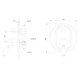 Смеситель для душа CAPRIGO ADRIA-UNO METAL EDITION 02M-551-vot бронза