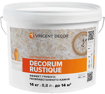 Декоративное покрытие VINCENT DECOR Decorum Rustique Эффект грубого необработанного камня 14кг