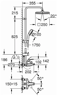 Душевая система GROHE Tempesta Cosmopolitan System 250 Cube 26693000 хром