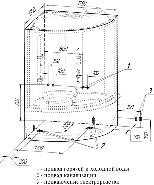 Душевая кабина RADOMIR КАЛИФОРНИЯ 1-04-1-0-0-0760 155х155х250см стекло прозрачное
