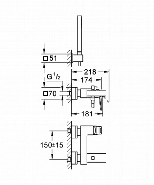 Смеситель для ванны GROHE Eurocube 23141000 хром