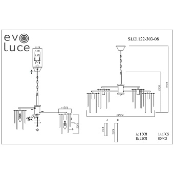Светильник подвесной Evoluce LYNDEN SLE1122-303-08 320Вт E14