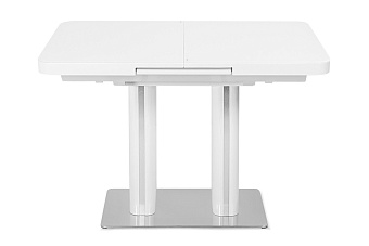 Кухонный стол раскладной AERO 70х110х76см закаленное стекло/дерево/сталь White