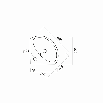 Раковина угловая SANITA LUXE Веер VERSAWB01 44х40,5см