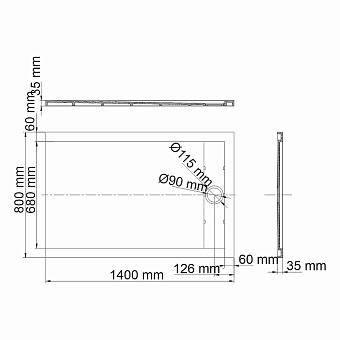 Душевой поддон WASSERKRAFT Wiese 84T35 80х140см