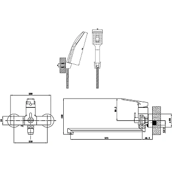 Смеситель для ванны ESKO SINGAPORE SB 31 чёрный матовый