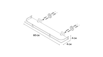 Полка в ванную прямоугольная FIXSEN Kvadro FX-61303B 1-ярусная 12х60см хром