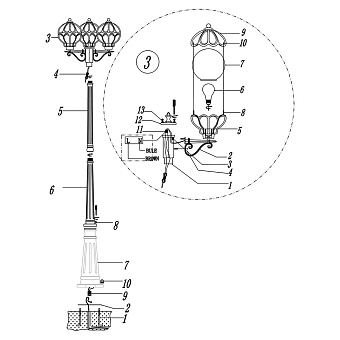 Светильник ландшафтный Maytoni Via O023FL-03G 60Вт IP44 E27 золото антик