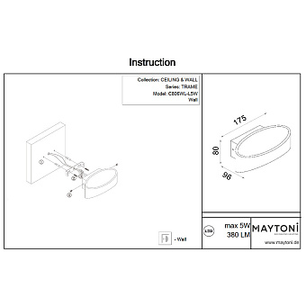Светильник настенный Maytoni Trame C806WL-L5W 6,3Вт LED
