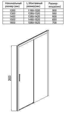 Душевая дверь AQUANET Pleasure 273600 200х162см стекло прозрачное