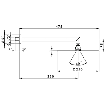 Верхний душ Cisal Less New DS01363040 чёрный (матовый)