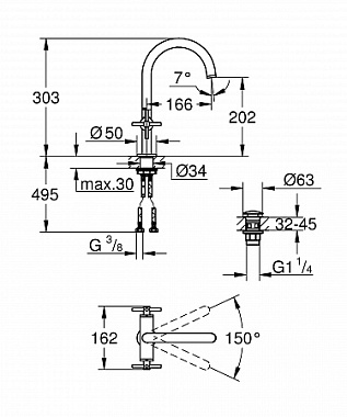 Смеситель для раковины GROHE Atrio New 21019003 хром