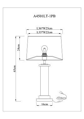Настольная лампа Arte Lamp CAMELOT A4501LT-1PB 60Вт E27