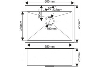 Мойка кухонная MELANA ProfLine D6045HC 60х45см бронза