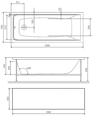 Экран для ванны AM-PM Gem W90A-150-070W-P1 70см
