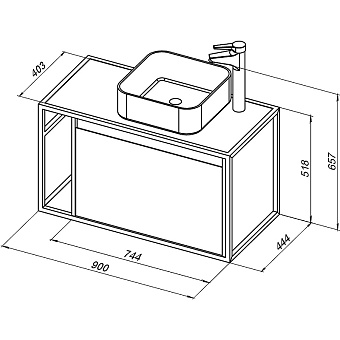 Тумба под раковину подвесная AQUANET Nova Lite Loft 261651 44х90х51,8см