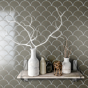 Керамическая мозаика Starmosaic Homework BF1312 Fan Shape Dark Grey Glossy 27,4х29,3см 0,88кв.м.