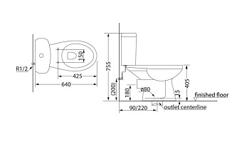 Унитаз напольный CREO PROJECT PR1002S+PR1005D+C257S безободковый с микролифтом