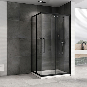 Угловое ограждение Abber Schwarzer Diamant AG02129BH 195х90см стекло прозрачное