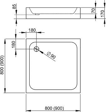 Душевой поддон RADAWAY Siros SBC9917-2 90х90см