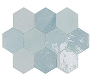Настенная плитка WOW Zellige Hexa 122081 Aqua 10,8х12,4см 0,382кв.м. глянцевая
