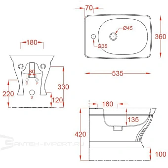 Биде подвесное ArtCeram Civitas CIB001 01 00 bi*1