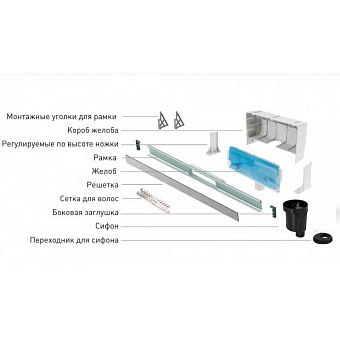 Щелевой душевой трап BERGES WALL 92057 100х12,1см вертикальный сток