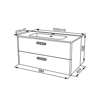 Тумба с раковиной IDDIS Brick BRI10W1i95K 47х100х50см