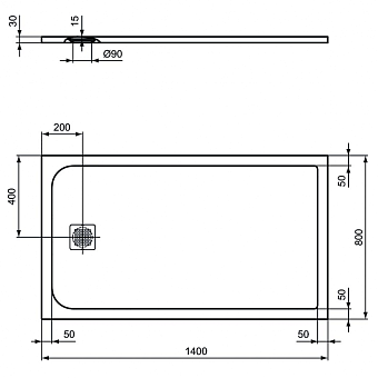 Душевой поддон IDEAL STANDARD ULTRAFLAT S K8237FV 80х140см