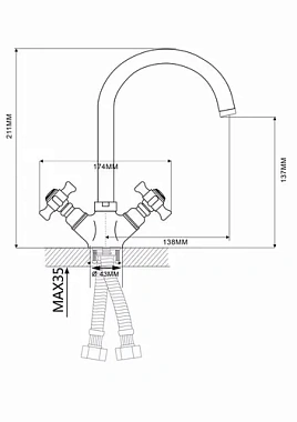 Смеситель для раковины Maxonor MN4524 хром