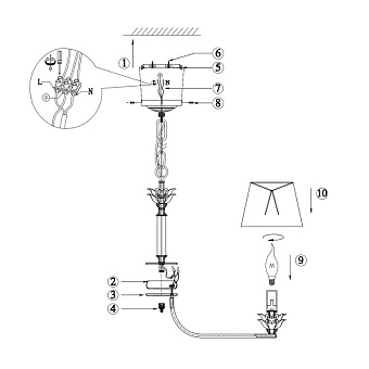 Люстра подвесная Maytoni Barbara H003PL-08MG 320Вт 8 лампочек E14