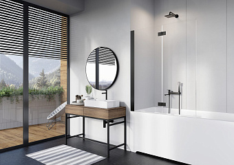 Стеклянная шторка на ванну RADAWAY Nes Black 10011100-54-56L 150х100см