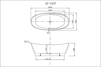 Ванна акриловая Azario EASTON AZ-1337 180х82см отдельностоящая