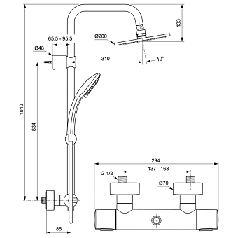 Душевая система IDEAL STANDARD IDEALRAIN SOFT A5686AA chrome