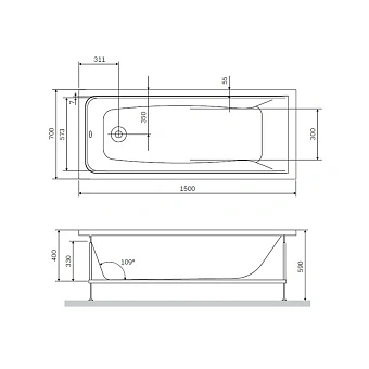 Ванна акриловая AM-PM Gem W90A-150-070W-A1 70х150см пристенная