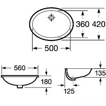 Раковина встраиваемая снизу ROCA Berna 7.3278.7.100.1 56х42см