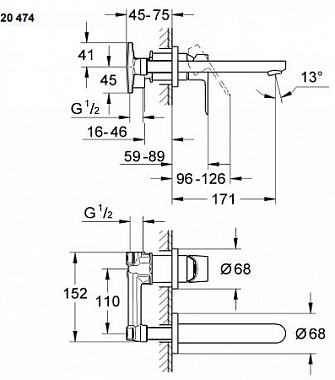 Смеситель для раковины GROHE BauEdge 20474000 хром
