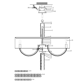 Светильник подвесной Maytoni Talento DIA008PL-08CH 40Вт E14