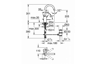 Смеситель для раковины GROHE Eurosmart Cosmopolitan 32830000 хром