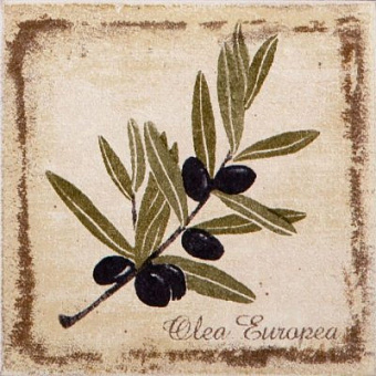 Декор KERAMA MARAZZI Прованс A1912\1221H ветка оливы 9,8х9,8см 0,01кв.м.