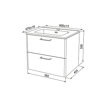 Тумба с раковиной IDDIS Brick BRI60W0i95K 47х60х50см